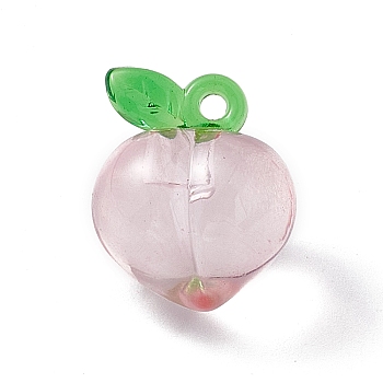 Transparent Resin Pendants, 3D Peach Charms, Thistle, 17.5x15x14mm, Hole: 1.8mm