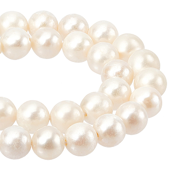 Natural Cultured Freshwater Pearl Beads Strands, Round, Antique White, 7~8x5.5~7mm, Hole: 0.5~0.65mm, about 29~30pcs/strand, 6.89''~7.48"(17.5~19cm)