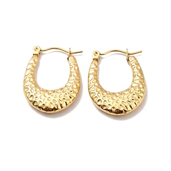 Ion Plating(IP) 304 Stainless Steel Chunky Oval Hoop Earrings for Women, Golden, 24x18x4mm, Pin: 0.7mm
