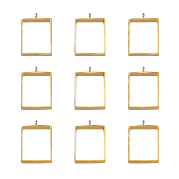 Alloy Open Back Bezel Big Pendants, For DIY UV Resin, Epoxy Resin, Pressed Flower Jewelry, Rectangle, Golden, 29x20x5mm, Hole: 2.2mm