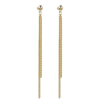 Brass Tassel Chain Drop Earrings  for Women, Ear Thread, with 304 Stainless Steel Stud Earring Findings, Oval, 88mm