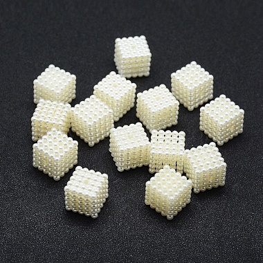 14mm Beige Cube Acrylic Beads