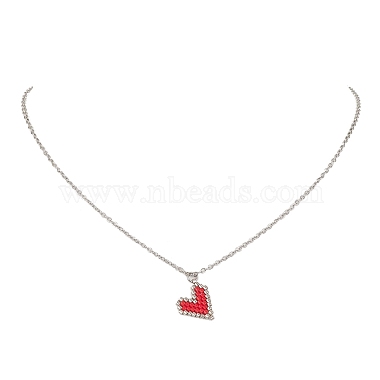 Glass Seed Heart Pendant Necklaces(NJEW-MZ00020-01)-4