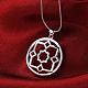 Silver Plated Brass Flat Round Pendant Necklaces(NJEW-BB08235)-3