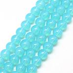 Baking Paint Glass Beads Strands, Imitation Opalite, Round, Light Sky Blue, 6mm, Hole: 1.3~1.6mm, about 133pcs/strand, 31.4 inch(DGLA-Q023-6mm-DB19)