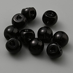 Resin Imitation Pearl Buttons, Mushroom Buttons, Black, 14x14mm, Hole: 1.8mm(RESI-WH0034-38D)