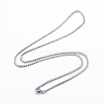 Non-Tarnish 304 Stainless Steel Curb Chain Necklaces, with Lobster Claw Clasps, Stainless Steel Color, 19.7 inch(50cm), 2mm(NJEW-K099-04P)
