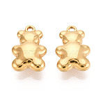304 Stainless Steel Pendants, Bear, Ion Plating(IP) , Real 18K Gold Plated, 15.5x10x5mm, Hole: 1.2mm(STAS-N114-43G)