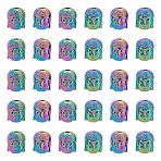30Pcs Rack Plating Rainbow Color Alloy Beads, Cadmium Free & Nickel Free & Lead Free, Buddha Head, Buddhist Theme, Rainbow Color, 10x8.5x8mm, Hole: 2mm(PALLOY-NB0003-89)