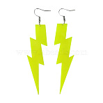 Lightning Bolt Acrylic Dangle Earrings, Platinum, Green Yellow, 113x28mm(FS-WG45312-09)