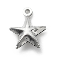 304 Stainless Steel Pendants, Star Charms, Stainless Steel Color, 14.3x11.8x4.6mm, Hole: 1mm(STAS-D243-08)
