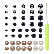 Craft Plastic Doll Eyes & Noses, Iron Bead Needles, with Plastic Handle, Black, 8mm, 60pairs(DIY-TA0008-92)