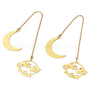 Brass Moon & Star Charms Bookmarks, with Ball Chain, Golden, 270mm, 2pcs/set(AJEW-TAC00030)