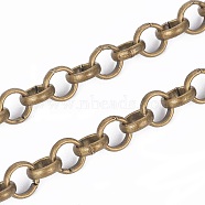 Iron Rolo Chains, Belcher Chain, Unwelded, with Spool, Long-Lasting Plated, Antique Bronze, 6x2mm, about 328.08 Feet(100m)/roll(CHT038Y-AB)