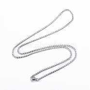 304 Stainless Steel Curb Chain Necklaces, with Lobster Claw Clasps, Stainless Steel Color, 19.7 inch(50cm), 2mm(NJEW-K099-04P)