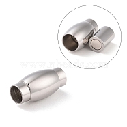 304 Stainless Steel Magnetic Clasps with Glue-in Ends, Column with Barrel, 20x10mm, Hole: 6mm(STAS-K006-21C)