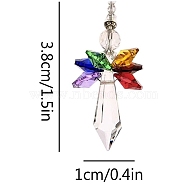 Glass Angel Pendant Decorations, Hanging Suncatchers, for Home Decoration, Colorful, 180~200mm(HJEW-PW0002-03D)
