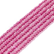 Transparent Glass Beads Strands, Faceted, Round, Hot Pink, 2mm, Hole: 0.6mm, about 182~201pcs/strand, 14.57~15.24 inch((37~38.7cm)(X-GLAA-C019-01A-05)