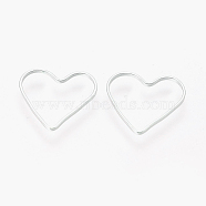 Brass Links, Valentine's Day Jewelry Accessory, Heart, Silver Color Plated, about 13.5mm wide, 12mm long, 1mm thick(X-EC066-2S)
