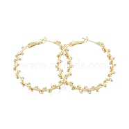 Clear Cubic Zirconia Wrapped Big Hoop Earrings, Brass Jewelry for Women, Golden, 44x44x5.5mm, Pin: 0.7mm(EJEW-I269-02G)