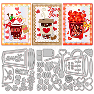 Valentine's Day Theme Coffee Carbon Steel Cutting Dies Stencils, for DIY Scrapbooking, Photo Album, Decorative Embossing Paper Card, Stainless Steel Color, Drink, 105~135x83~103x0.8mm, 2pcs/set(DIY-WH0309-1510)