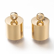 Brass Cord Ends, End Caps, Long-Lasting Plated, Column, Real 24K Gold Plated, 13x9mm, Hole: 2mm, Inner Diameter: 8mm(KK-H759-41J-G)