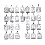 304 Stainless Steel Pendants, Rectangle with Alphabet A~Z, Stainless Steel Color, 23.5x15.5x3.5mm, Hole: 6x2.5mm, about 26pcs/set(STAS-S119-009-01)