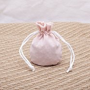 Velvet Storage Bags, Drawstring Pouches Packaging Bag, Round, Pink, 11x9cm(PW-WG66281-04)