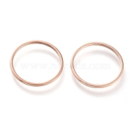 304 Stainless Steel Plain Band Rings, Rose Gold, 1mm, US Size 7~7 3/4(17.3~17.9mm)(RJEW-B0006-7-02RG)
