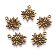 Tibetan Style Alloy Pendants, Cadmium Free & Nickel Free & Lead Free, Edelweiss, Antique Bronze, 21x16x2.5mm, Hole: 1mm(TIBEP-A113357-AB-FF)