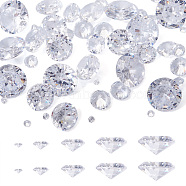 Cubic Zirconia Cabochons, Grade A, Faceted, Diamond, Clear, 1mm, 2mm, 3x2mm, 4x2.5mm, 5x3mm, 50pcs/set(ZIRC-TA0001-03)