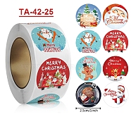 Paper Self-Adhesive Clothing Size Labels, for Clothes, Size Tags, Round with Christmas Theme, Mixed Color, 25mm(DIY-B077-01A-09)