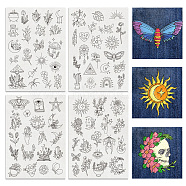 4 Sheets 11.6x8.2 Inch Stick and Stitch Embroidery Patterns, Non-woven Fabrics Water Soluble Embroidery Stabilizers, Mixed Shapes, 297x210mmm(DIY-WH0455-164)