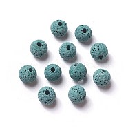 Unwaxed Natural Lava Rock Beads, for Perfume Essential Oil Beads, Aromatherapy Beads, Dyed, Round, Dark Cyan, 8.5mm, Hole: 1.5~2mm(G-F325-8mm-A05)