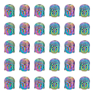 30Pcs Rack Plating Rainbow Color Alloy Beads, Cadmium Free & Nickel Free & Lead Free, Buddha Head, Buddhist Theme, Rainbow Color, 10x8.5x8mm, Hole: 2mm(PALLOY-NB0003-89)