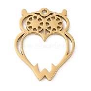 5Pcs 201 Stainless Steel Pendants, Laser Cut, Owl Charm, Golden, 17.5x13.5x1mm, Hole: 1mm(STAS-B064-06G)