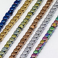 Electroplate Non-magnetic Synthetic Hematite Beads Strands, Cube, Grade A, Mixed Color, 4x4x4mm, Hole: 1mm, about 100pcs/strand, 16 inch(G-J172-4x4mm-M)