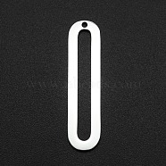201 Stainless Steel Open Back Bezel Pendants, For DIY UV Resin, Epoxy Resin, Pressed Flower Jewelry, Oval, Laser Cut, Stainless Steel Color, 30x7x1mm, Hole: 1.2mm(STAS-R111-LA080)