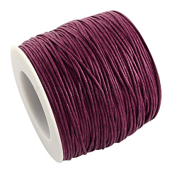 Waxed Cotton Thread Cords, Medium Violet Red, 1mm, about 100yards/roll(300 feet/roll)(YC-R003-1.0mm-143)