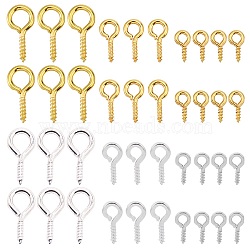 600Pcs 6 Styles Iron Screw Eye Pin Peg Bails, For Half Drilled Beads, Platinum & Golden, 8~13x4~6.5x1~1.5mm, Hole: 2~4mm, 100Pcs/style(IFIN-SP0001-04)