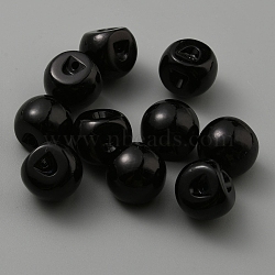 Resin Imitation Pearl Buttons, Mushroom Buttons, Black, 14x14mm, Hole: 1.8mm(RESI-WH0034-38D)