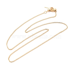 1mm Rack Plating Brass Cable Chain Adjustable Slider Necklaces for Women Men, Cadmium Free & Lead Free, 901 Stainless Steel Clasp, Long-Lasting Plated, Real 18K Gold Plated, 19.69 inch(50cm)(MAK-L044-03G)