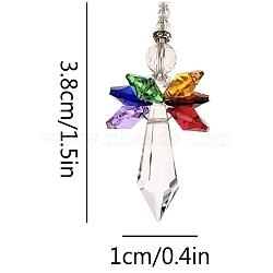 Glass Angel Pendant Decorations, Hanging Suncatchers, for Home Decoration, Colorful, 180~200mm(HJEW-PW0002-03D)