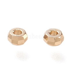 Brass Spacer Beads, Long-Lasting Plated, Faceted Rondelle, Real 18K Gold Plated, 3.5x2mm, Hole: 1.4mm(KK-H101-04LG)