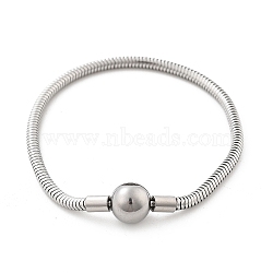 304 Stainless Steel Bracelets, Round, 180~200mm, bead: 9.5mm(BJEW-M079-01P-02)