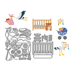 Baby & Bird Carbon Steel Cutting Dies Stencils, for DIY Scrapbooking, Photo Album, Decorative Embossing Paper Card, Greeting Card Mold, Mixed Shapes, 116~157x96~121x0.8mm, 2pcs/set(DIY-WH0309-2409)