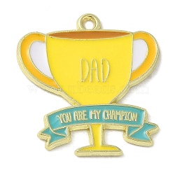 Father's Day Alloy Enamel Pendants, Golden, Word You are My Champion, Trophy, 25x23.5x1.5mm, Hole: 1.5mm(ENAM-U0001-01B)