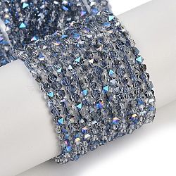 Electroplate Glass Beads Strands, Pearl Luster Plated, Faceted, Star, Gray, 3x4x4mm, Hole: 1mm, about 98pcs/strand, 12.60''(32cm)(GLAA-Q105-02E)