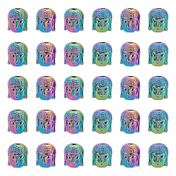 30Pcs Rack Plating Rainbow Color Alloy Beads, Cadmium Free & Nickel Free & Lead Free, Buddha Head, Buddhist Theme, Rainbow Color, 10x8.5x8mm, Hole: 2mm(PALLOY-NB0003-89)