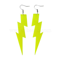 Lightning Bolt Acrylic Dangle Earrings, Platinum, Green Yellow, 113x28mm(FS-WG45312-09)